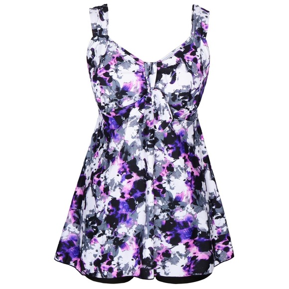 DANIFY Plus Sz Swimsuit for Women Tankini Swimdress Tummy Control & Short Sz 50 - Picture 1 of 9